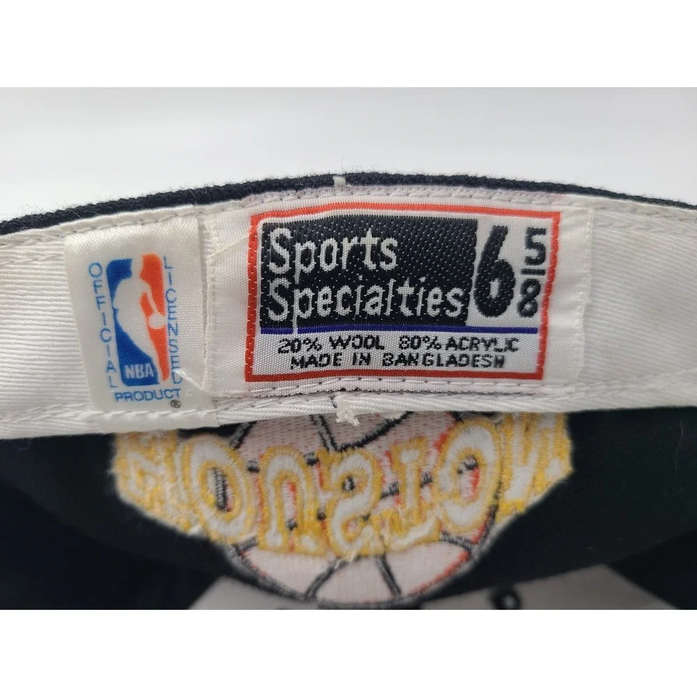 Vintage Houston Rockets Script Sports Specialties Fitted 6 5/8 Hat Cap NBA Black